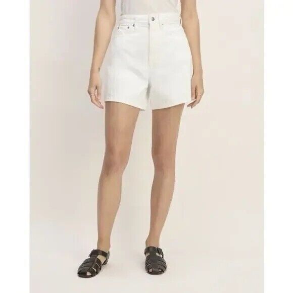 Everlane Pants - EVERLANE The A-Line Denim Shorts 32 High Rise Organic Cotton White NEW B51